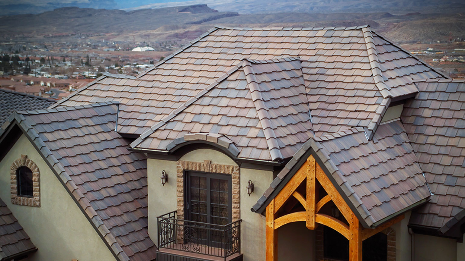Aerial view of a finished roof